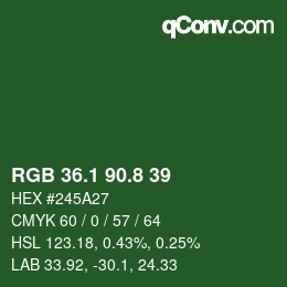 Color code: RGB 36.1 90.8 39 | qconv.com