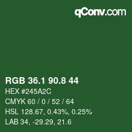 Color code: RGB 36.1 90.8 44 | qconv.com