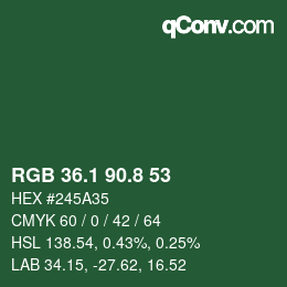 Color code: RGB 36.1 90.8 53 | qconv.com