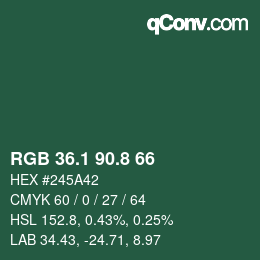 カラーコード: RGB 36.1 90.8 66 | qconv.com