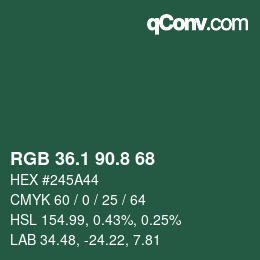 Color code: RGB 36.1 90.8 68 | qconv.com