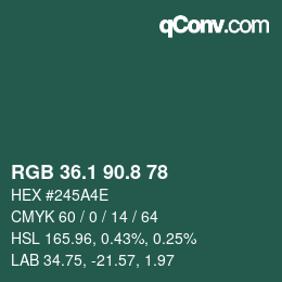 カラーコード: RGB 36.1 90.8 78 | qconv.com