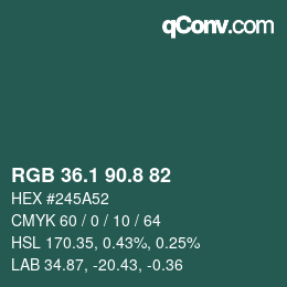 Color code: RGB 36.1 90.8 82 | qconv.com