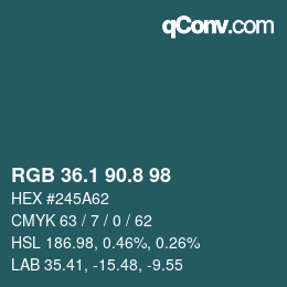 Color code: RGB 36.1 90.8 98 | qconv.com