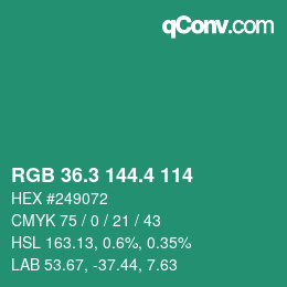 カラーコード: RGB 36.3 144.4 114 | qconv.com