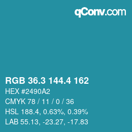 カラーコード: RGB 36.3 144.4 162 | qconv.com