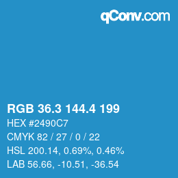 カラーコード: RGB 36.3 144.4 199 | qconv.com