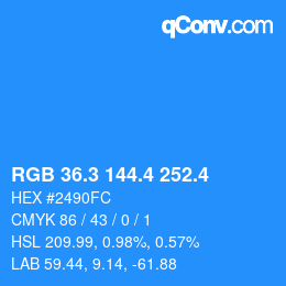 カラーコード: RGB 36.3 144.4 252.4 | qconv.com