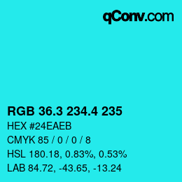 カラーコード: RGB 36.3 234.4 235 | qconv.com