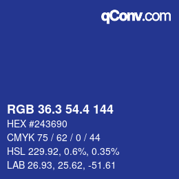 カラーコード: RGB 36.3 54.4 144 | qconv.com