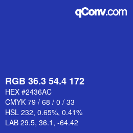 カラーコード: RGB 36.3 54.4 172 | qconv.com