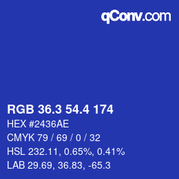 カラーコード: RGB 36.3 54.4 174 | qconv.com