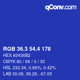 カラーコード: RGB 36.3 54.4 178 | qconv.com