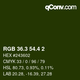 カラーコード: RGB 36.3 54.4 2 | qconv.com
