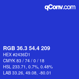 カラーコード: RGB 36.3 54.4 209 | qconv.com