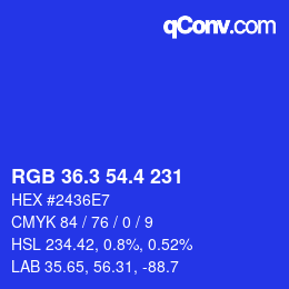 カラーコード: RGB 36.3 54.4 231 | qconv.com