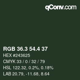 カラーコード: RGB 36.3 54.4 37 | qconv.com