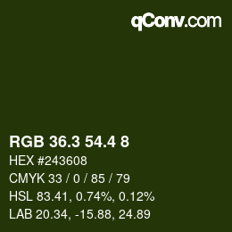 カラーコード: RGB 36.3 54.4 8 | qconv.com