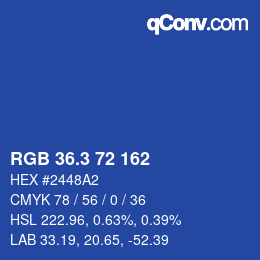 カラーコード: RGB 36.3 72 162 | qconv.com
