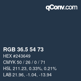 Color code: RGB 36.5 54 73 | qconv.com