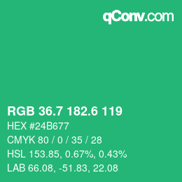 カラーコード: RGB 36.7 182.6 119 | qconv.com