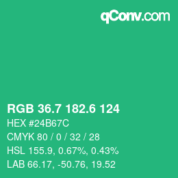 カラーコード: RGB 36.7 182.6 124 | qconv.com