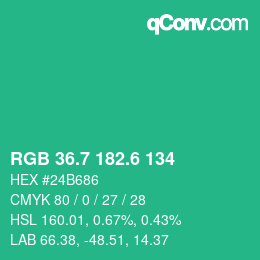 カラーコード: RGB 36.7 182.6 134 | qconv.com