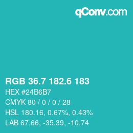 カラーコード: RGB 36.7 182.6 183 | qconv.com
