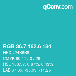 カラーコード: RGB 36.7 182.6 184 | qconv.com