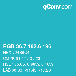 カラーコード: RGB 36.7 182.6 196 | qconv.com