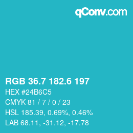 カラーコード: RGB 36.7 182.6 197 | qconv.com