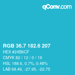 カラーコード: RGB 36.7 182.6 207 | qconv.com