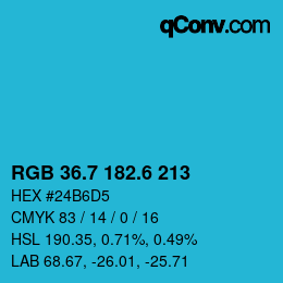 カラーコード: RGB 36.7 182.6 213 | qconv.com