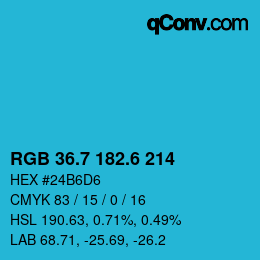 カラーコード: RGB 36.7 182.6 214 | qconv.com