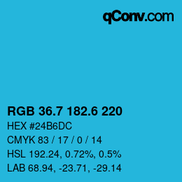 カラーコード: RGB 36.7 182.6 220 | qconv.com