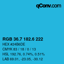 カラーコード: RGB 36.7 182.6 222 | qconv.com
