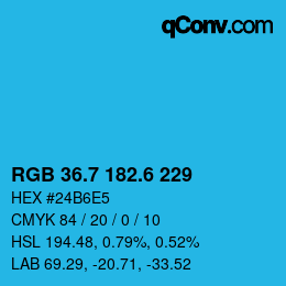 カラーコード: RGB 36.7 182.6 229 | qconv.com
