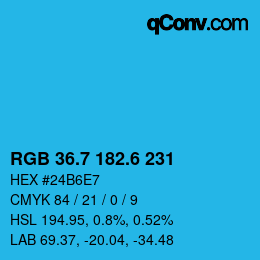 カラーコード: RGB 36.7 182.6 231 | qconv.com
