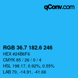 カラーコード: RGB 36.7 182.6 246 | qconv.com