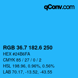 カラーコード: RGB 36.7 182.6 250 | qconv.com