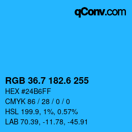 カラーコード: RGB 36.7 182.6 255 | qconv.com