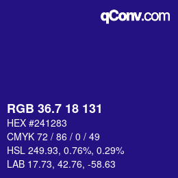 カラーコード: RGB 36.7 18 131 | qconv.com