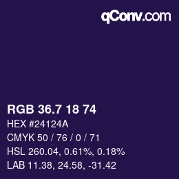 カラーコード: RGB 36.7 18 74 | qconv.com