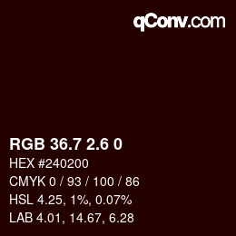 カラーコード: RGB 36.7 2.6 0 | qconv.com