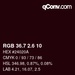 カラーコード: RGB 36.7 2.6 10 | qconv.com