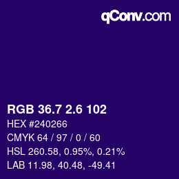 カラーコード: RGB 36.7 2.6 102 | qconv.com