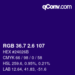 カラーコード: RGB 36.7 2.6 107 | qconv.com