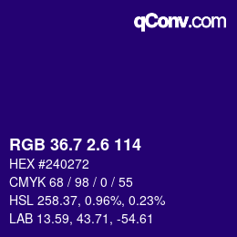 カラーコード: RGB 36.7 2.6 114 | qconv.com