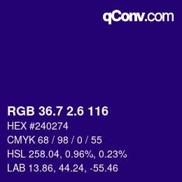 カラーコード: RGB 36.7 2.6 116 | qconv.com
