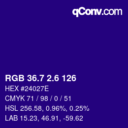 カラーコード: RGB 36.7 2.6 126 | qconv.com